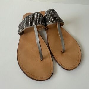 Authentic Bahia Italian Silver Sparkle Sandal - Size 9